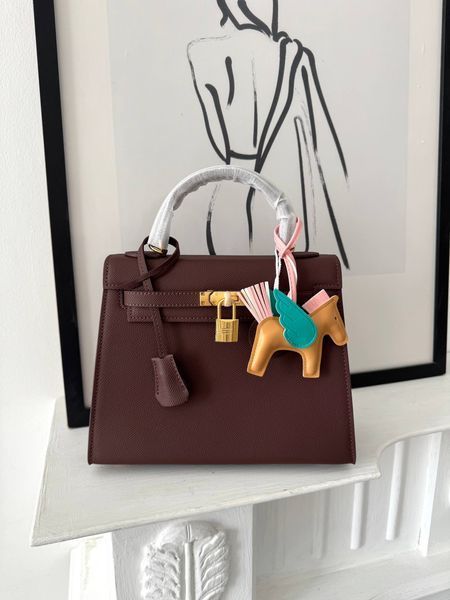Сумка в стилі Hermes Kelly 25 Chocolate Gold P15048 фото