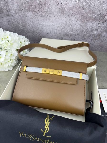Сумка в стилі Yves Saint Laurent Manhattan Brown Gold P5032 фото
