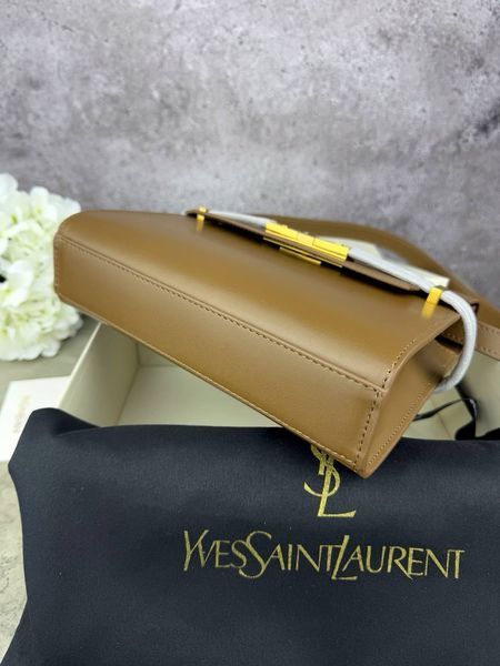 Сумка в стилі Yves Saint Laurent Manhattan Brown Gold P5032 фото