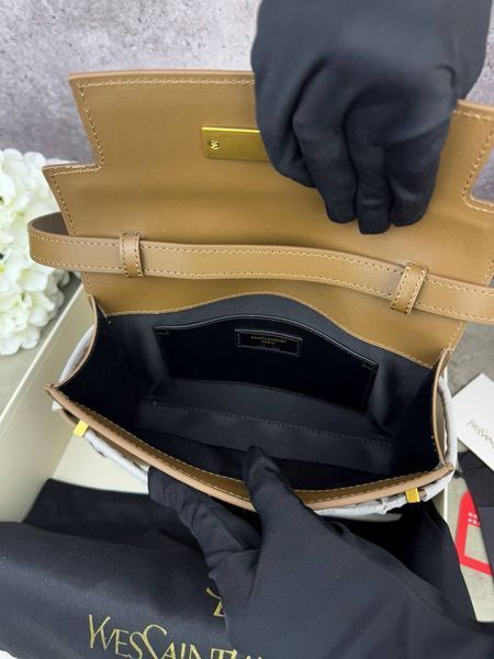 Сумка в стилі Yves Saint Laurent Manhattan Brown Gold P5032 фото