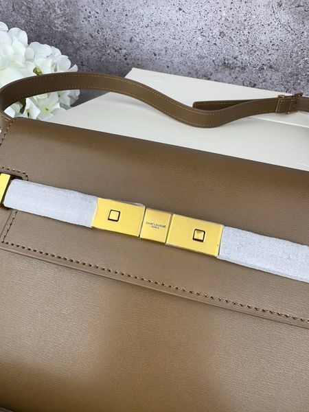 Сумка в стилі Yves Saint Laurent Manhattan Brown Gold P5032 фото