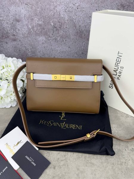 Сумка в стилі Yves Saint Laurent Manhattan Brown Gold P5032 фото