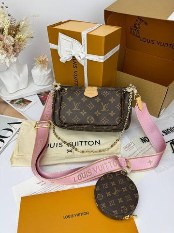 Модель в стилі Louis Vuitton Multi Pochette Brown/Pink P1053 фото