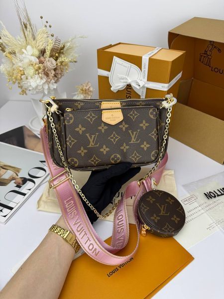Модель в стилі Louis Vuitton Multi Pochette Brown/Pink P1053 фото