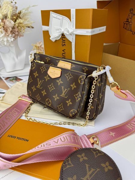 Модель в стилі Louis Vuitton Multi Pochette Brown/Pink P1053 фото