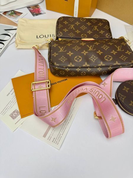 Модель в стилі Louis Vuitton Multi Pochette Brown/Pink P1053 фото
