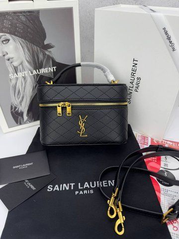 Сумка в стилі Yves Saint Laurent Gaby vanity Black/Gold P5037 фото