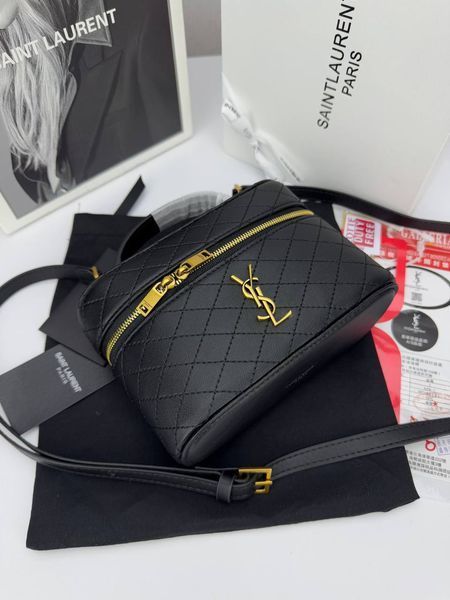 Сумка в стилі Yves Saint Laurent Gaby vanity Black/Gold P5037 фото