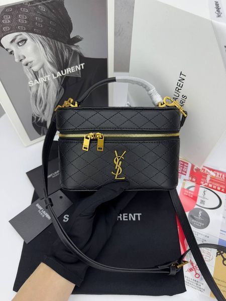 Сумка в стилі Yves Saint Laurent Gaby vanity Black/Gold P5037 фото