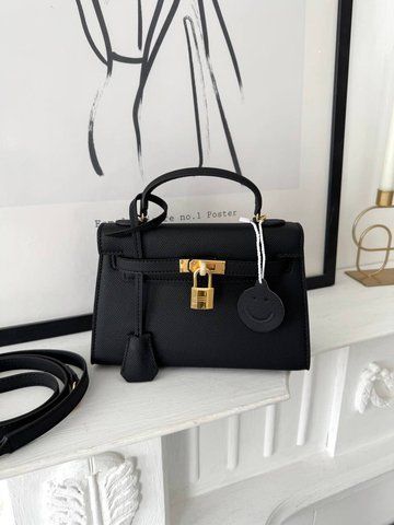 Сумка в стилі Hermes Kelly Black Gold P15033 фото