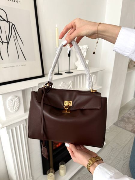 Сумка в стилі Balenciaga Rodeo Chocolate Gold P18027 фото
