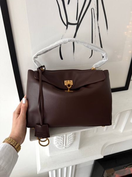 Сумка в стилі Balenciaga Rodeo Chocolate Gold P18027 фото