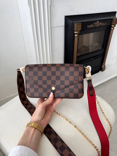 Сумка в стилі Louis Vuitton Felicie Pochette Brown 21,5 см P1051 фото