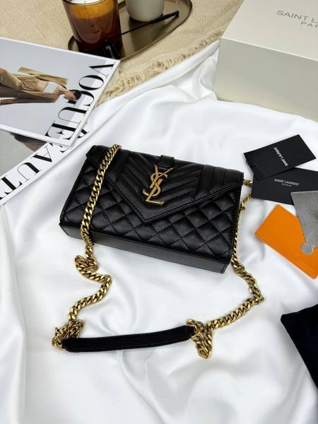 Сумка в стилі  Yves Saint Laurent Envelope Black Gold P5045 фото