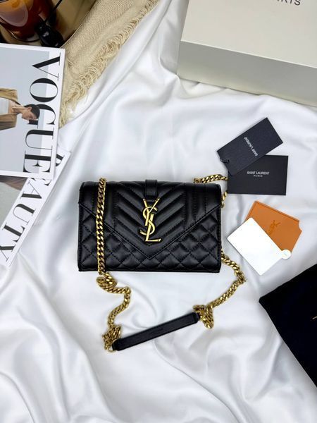 Сумка в стилі  Yves Saint Laurent Envelope Black Gold P5045 фото