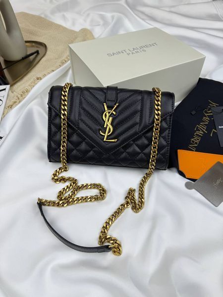 Сумка в стилі  Yves Saint Laurent Envelope Black Gold P5045 фото