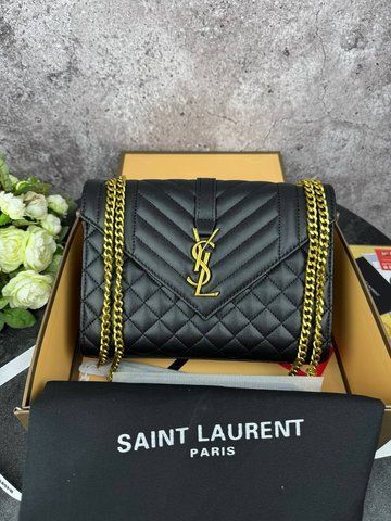 Сумка в стиліYves Saint Laurent Envelope Black Gold  P5025 фото