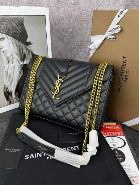 Сумка в стиліYves Saint Laurent Envelope Black Gold  P5025 фото
