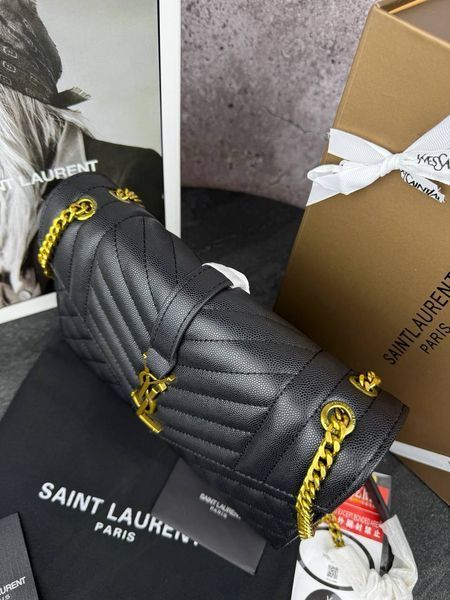 Сумка в стиліYves Saint Laurent Envelope Black Gold  P5025 фото