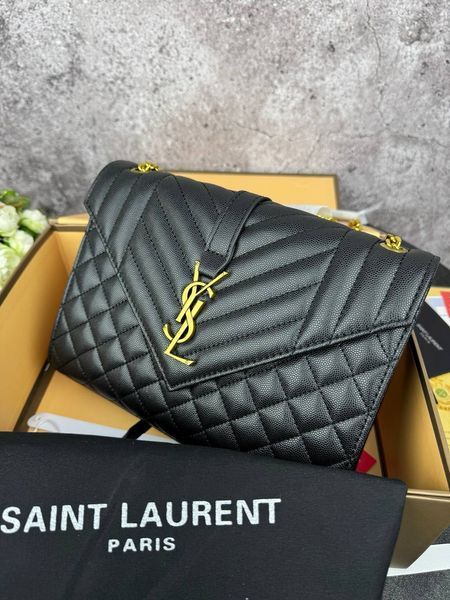 Сумка в стиліYves Saint Laurent Envelope Black Gold  P5025 фото