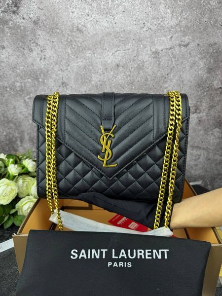 Сумка в стиліYves Saint Laurent Envelope Black Gold  P5025 фото