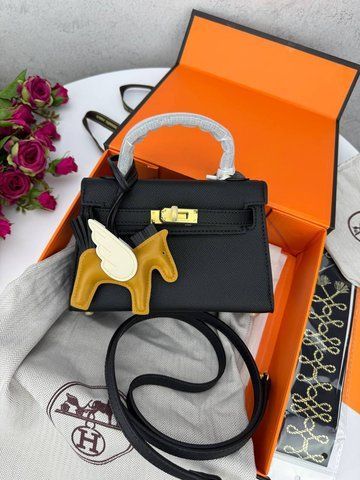 Сумка в стилі Hermes Kelly mini Black Gold P15020 фото
