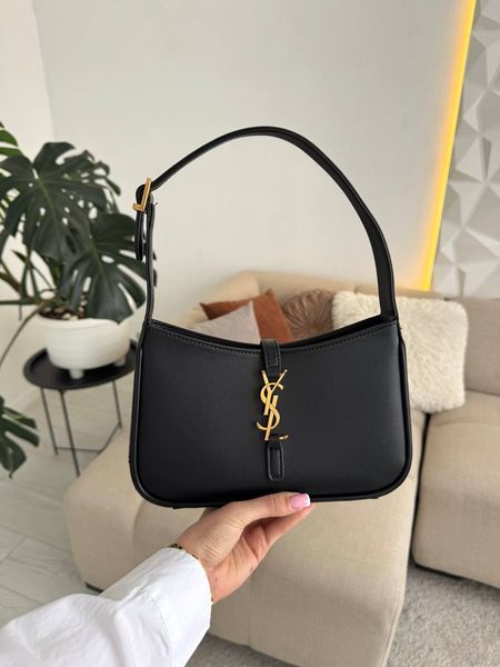 Сумка в стилі Yves Saint Laurent Hobo Le 5 A 7 Black/Gold P5007 фото
