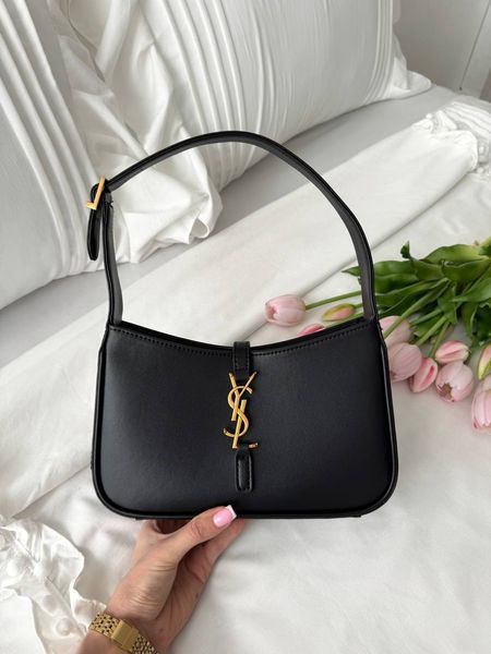 Сумка в стилі Yves Saint Laurent Hobo Le 5 A 7 Black/Gold P5007 фото