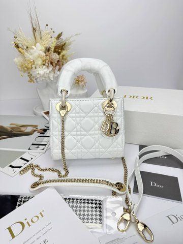 Сумка в стилі  Dior Lady Mini White Gold P6054 фото