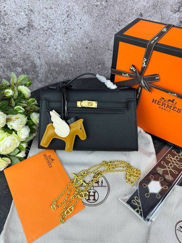 Сумка в стилі Hermes Kelly Black P15011 фото