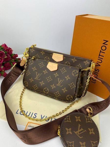 Модель в стилі Louis Vuitton Multi Pochette Brown 24 см P1003 фото
