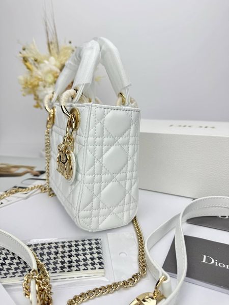 Сумка в стилі  Dior Lady Mini White Gold P6054 фото