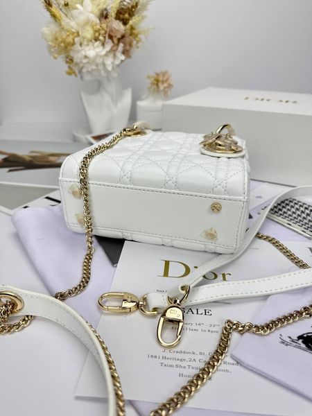 Сумка в стилі  Dior Lady Mini White Gold P6054 фото