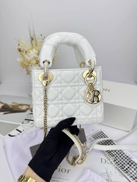Сумка в стилі  Dior Lady Mini White Gold P6054 фото