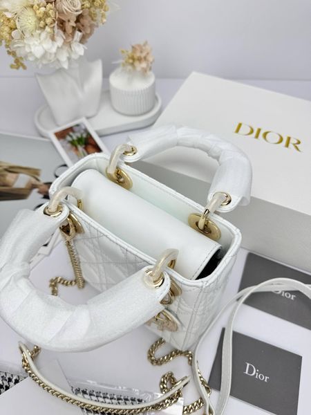 Сумка в стилі  Dior Lady Mini White Gold P6054 фото