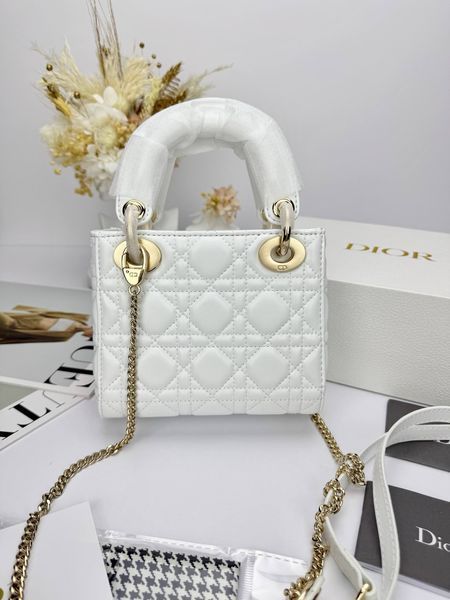 Сумка в стилі  Dior Lady Mini White Gold P6054 фото