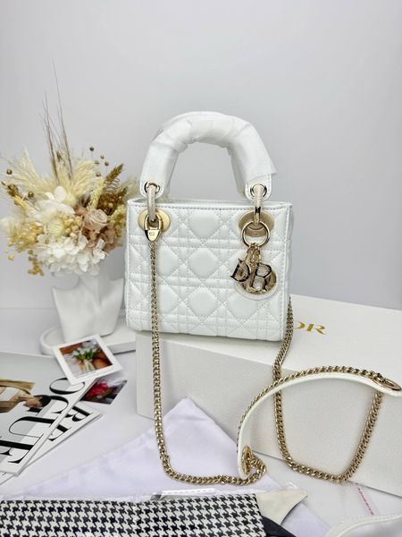 Сумка в стилі  Dior Lady Mini White Gold P6054 фото