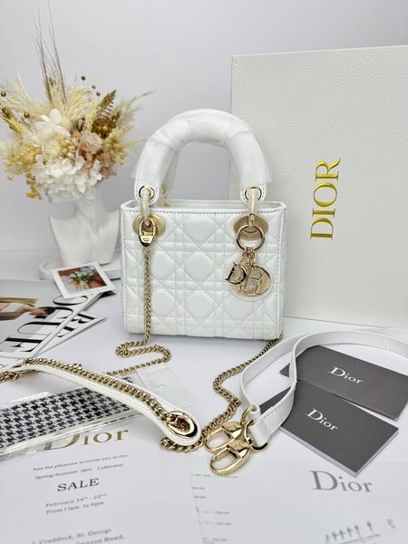 Сумка в стилі  Dior Lady Mini White Gold P6054 фото