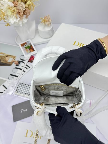 Сумка в стилі  Dior Lady Mini White Gold P6054 фото