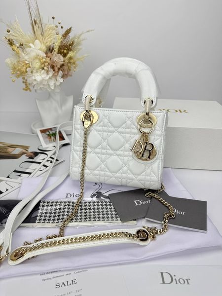 Сумка в стилі  Dior Lady Mini White Gold P6054 фото