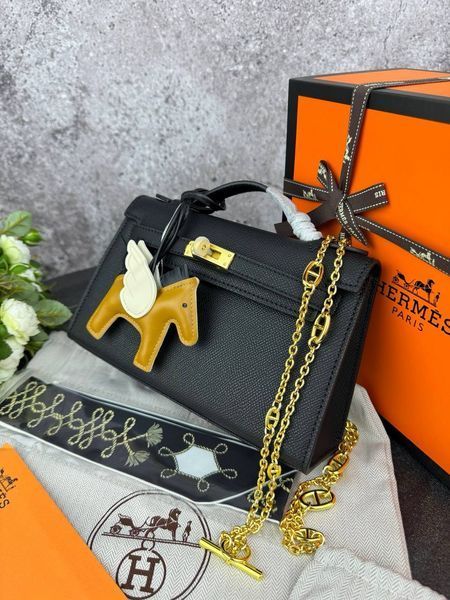 Сумка в стилі Hermes Kelly Black P15011 фото