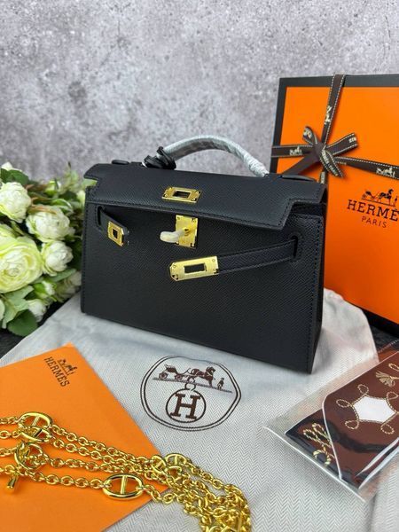 Сумка в стилі Hermes Kelly Black P15011 фото