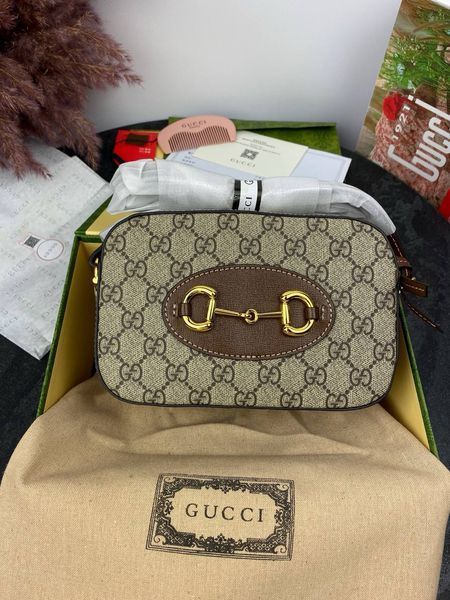 Сумка в стилі Gucci Horsebit 1955 Small Brown Р11001 фото