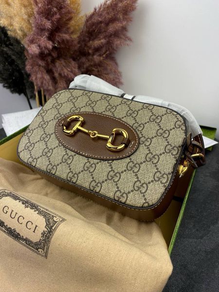 Сумка в стилі Gucci Horsebit 1955 Small Brown Р11001 фото