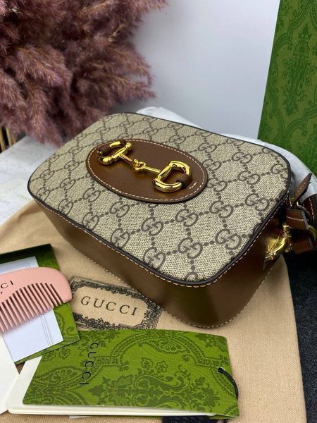 Сумка в стилі Gucci Horsebit 1955 Small Brown Р11001 фото
