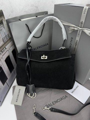 Сумка в стилі Balenciaga Rodeo Black Silver P18007 фото