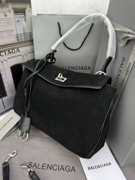 Сумка в стилі Balenciaga Rodeo Black Silver P18007 фото