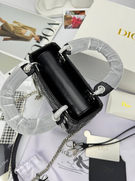 Сумка в стилі Dior Lady Mini Black Silver 17 см 	P6063 фото