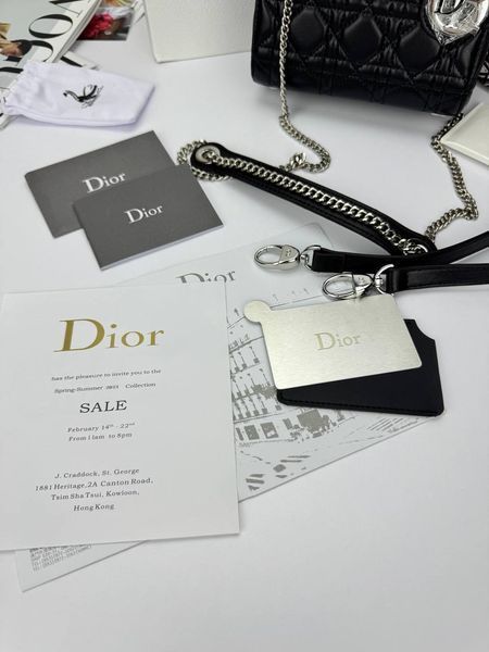 Сумка в стилі Dior Lady Mini Black Silver 17 см 	P6063 фото