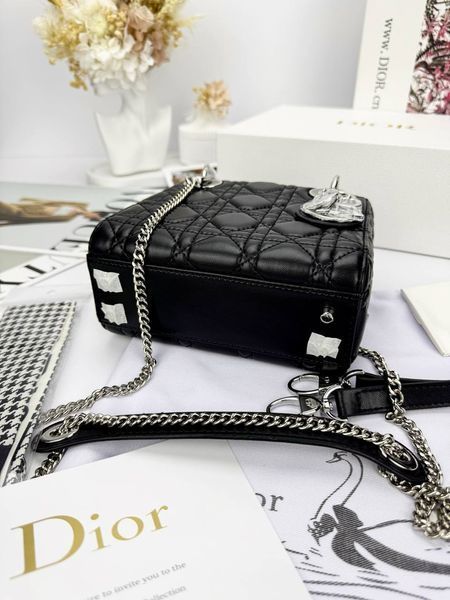 Сумка в стилі Dior Lady Mini Black Silver 17 см 	P6063 фото